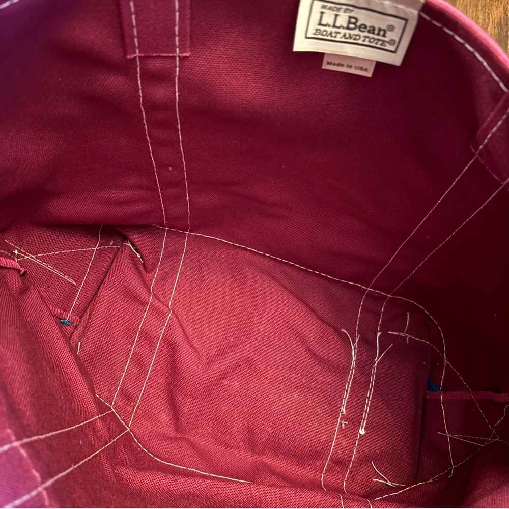 L.L. Bean Vintage 90’s Boat and Tote Canvas Bag No Monogram Magenta & Teal Med - Picture 7 of 14